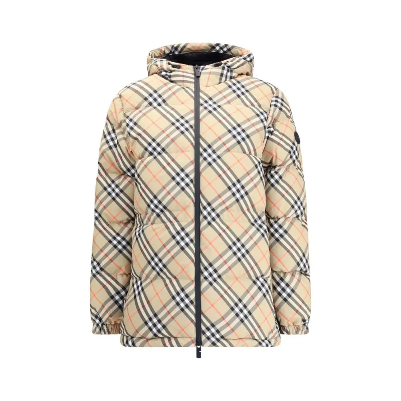 Hooded Check Down Jacket made by Burberry
