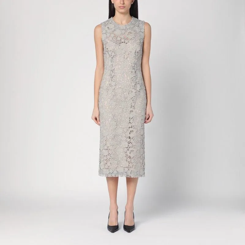 LIGHT GREY LACE MIDI DRESS sold by Lord & Taylor