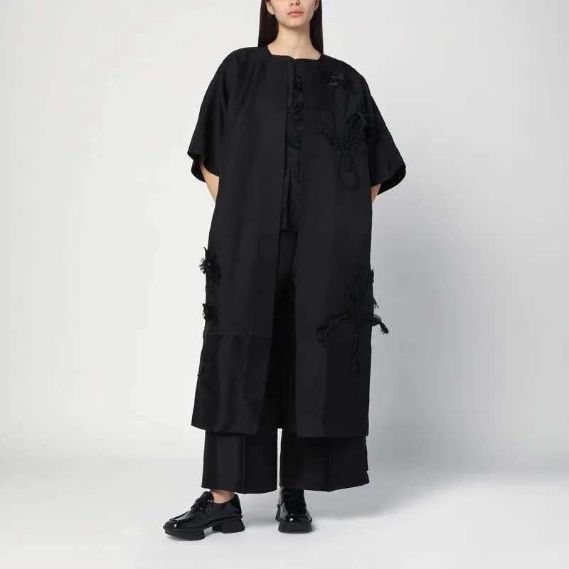 ATELIER COVA BLACK COAT IN SILK AND WOOL sold by Lord & Taylor