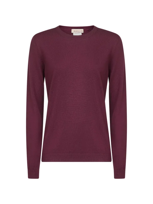 Burgundy Lightweight Virgin Wool Crewneck Sweater sold by Lord & Taylor
