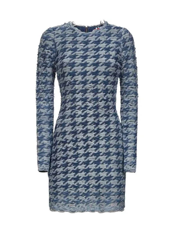 Light Blue Houndstooth Denim M-Halma Minidress made by Diesel
