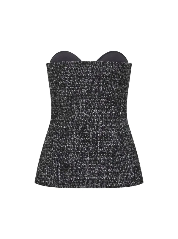Black Melange Bouclé Corset Top sold by Lord & Taylor