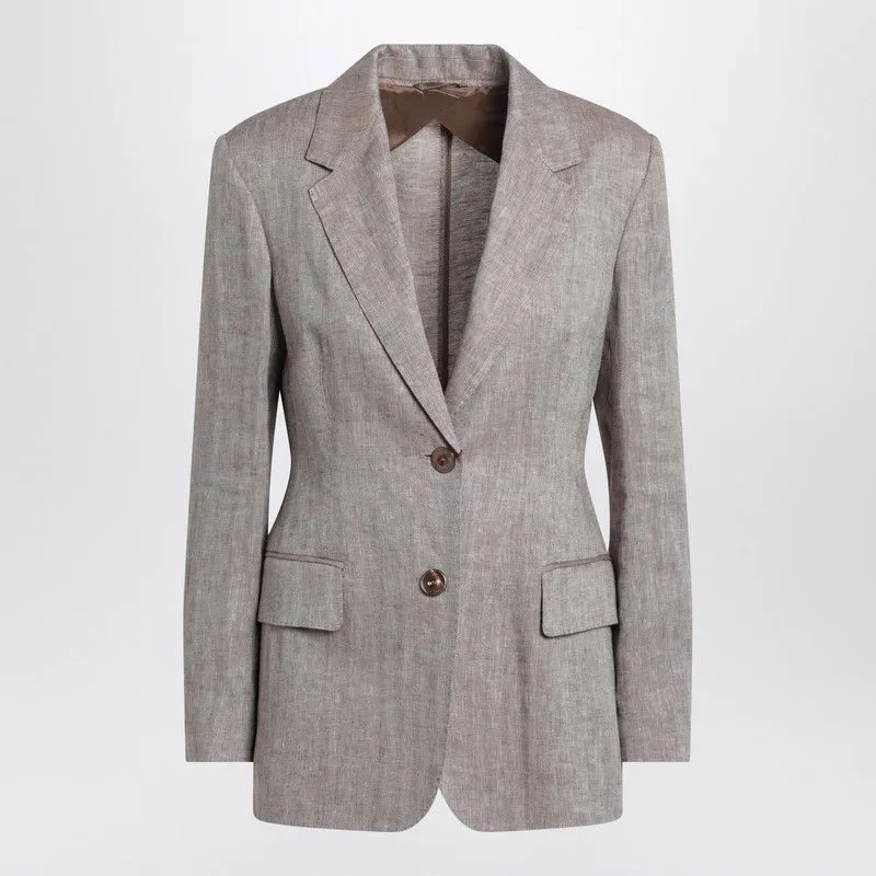 BEIGE SINGLE-BREASTED LINEN JACKET sold by Lord & Taylor