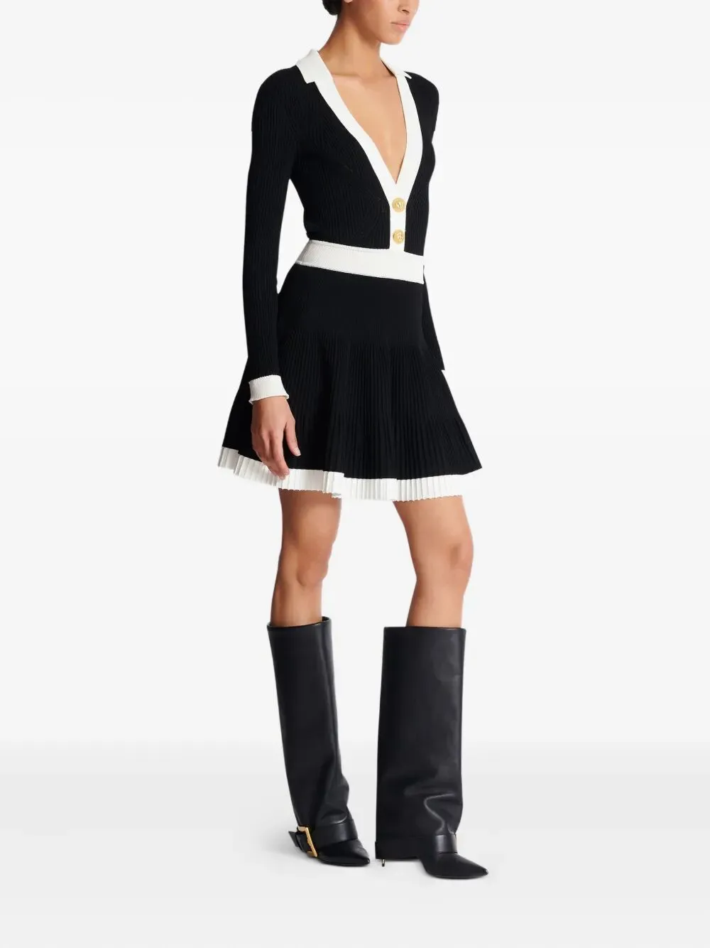 LONG SLEEVES V-NECK FLARE KNIT DRESS sold by Lord & Taylor product image thumbnail 5