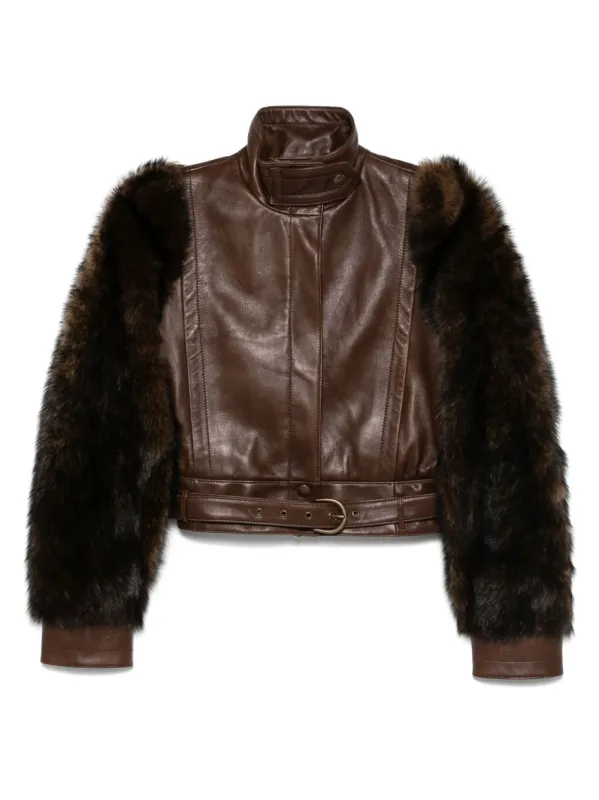 CROPPED LEATHER FUR JACKET sold by Lord & Taylor