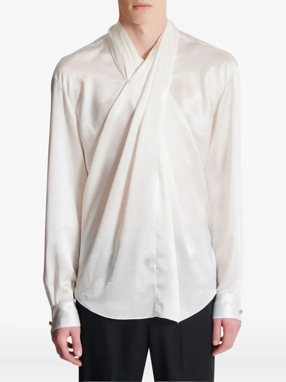 CROSSED FLUID SILK SHIRT sold by Lord & Taylor product image thumbnail 4