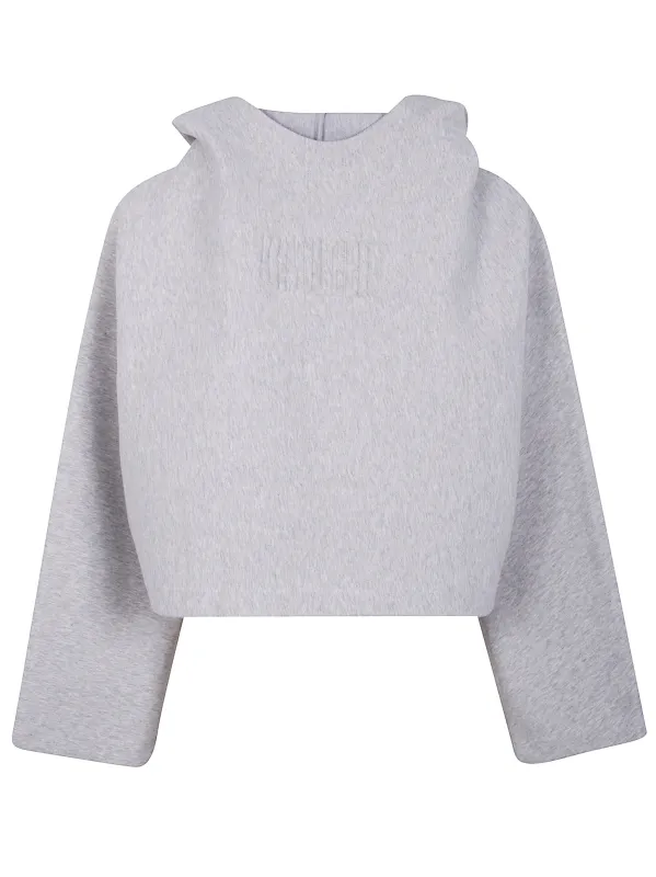 BONDED COTTON CROPPED BAT SLEEVES HOODIE WITH "GAULTIER" EMBOSSING made by Jean Paul Gaultier