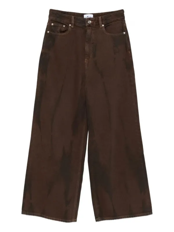 BROWN DENIM WIDE-LEG JEANS sold by Lord & Taylor