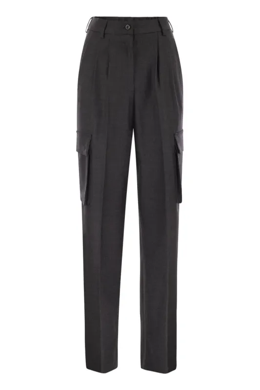 CARGO TROUSERS IN WOOL AND VISCOSE BLEND sold by Lord & Taylor