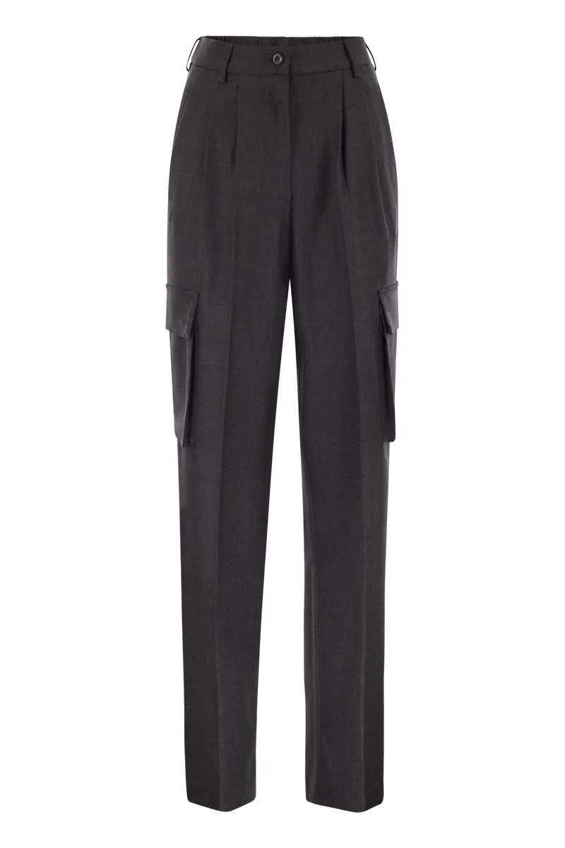 CARGO TROUSERS IN WOOL AND VISCOSE BLEND sold by Lord & Taylor