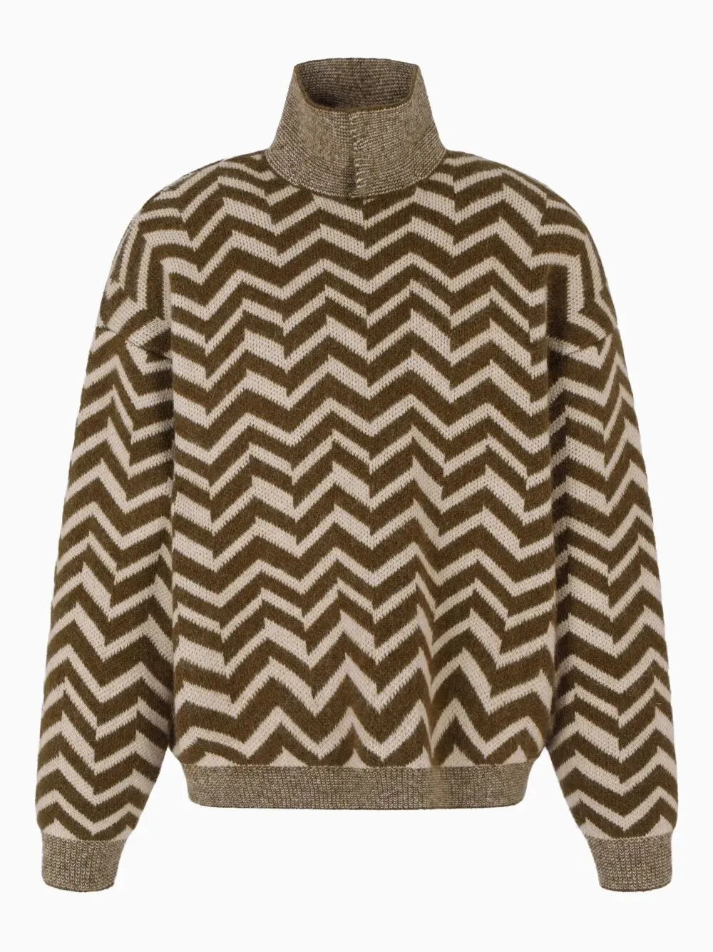 BEIGE CHEVRON HIGH NECK SWEATER sold by Lord & Taylor