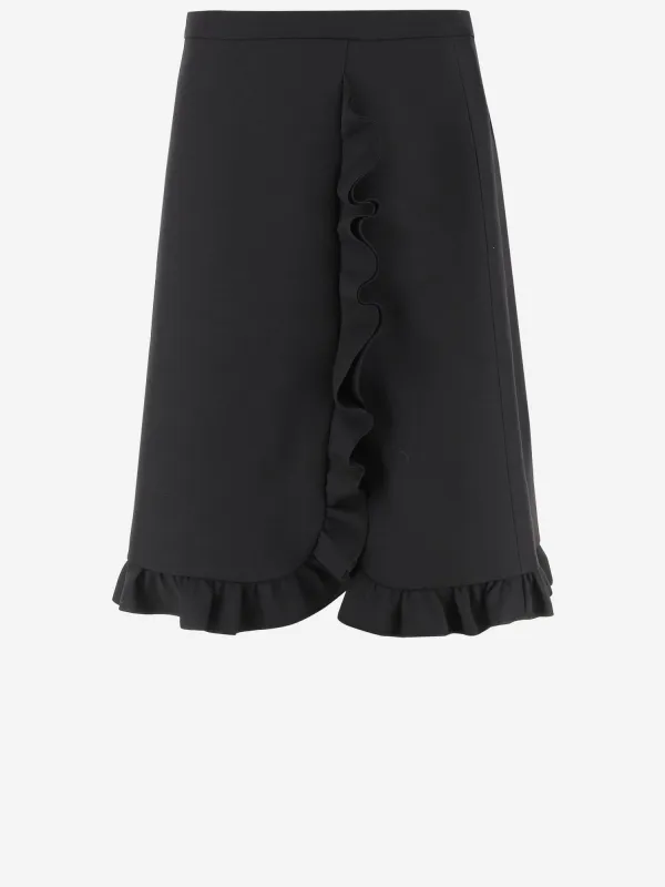 Wool and Silk Skirt with Ruffles made by Valentino