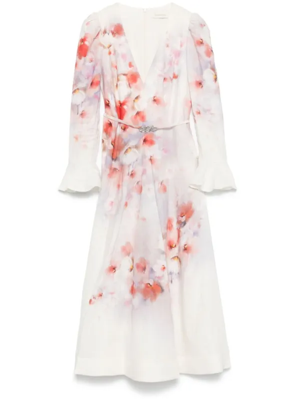 PRINTED LINEN CRUSH DRESS sold by Lord & Taylor
