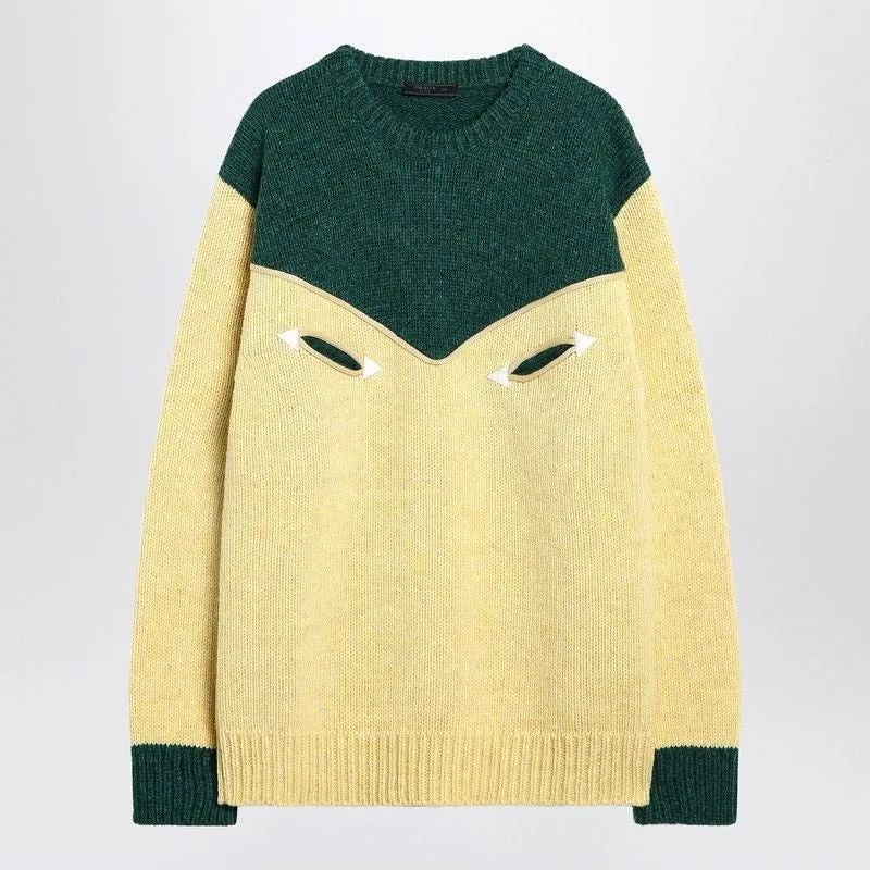 CREAM AND EMERALD GREEN WOOL SWEATER sold by Lord & Taylor