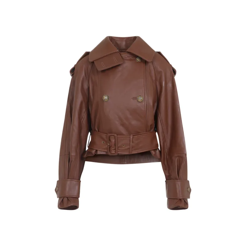 HYPNOTIC LEATHER CROP TRENCH sold by Lord & Taylor