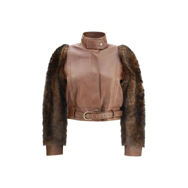 Leather and fur short Jacket sold by Lord & Taylor