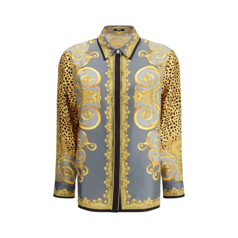Silk Cheetah Foulard Shirt made by Versace