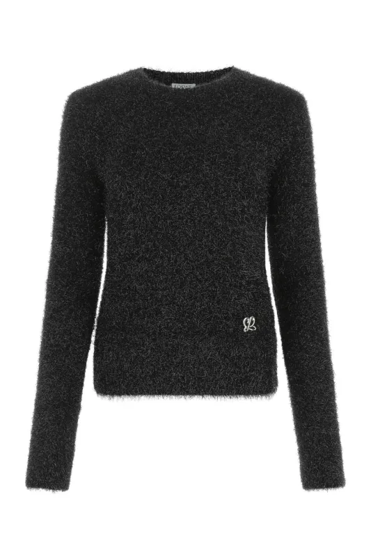 BLACK STRETCH VISCOSE BLEND SWEATER made by Loewe