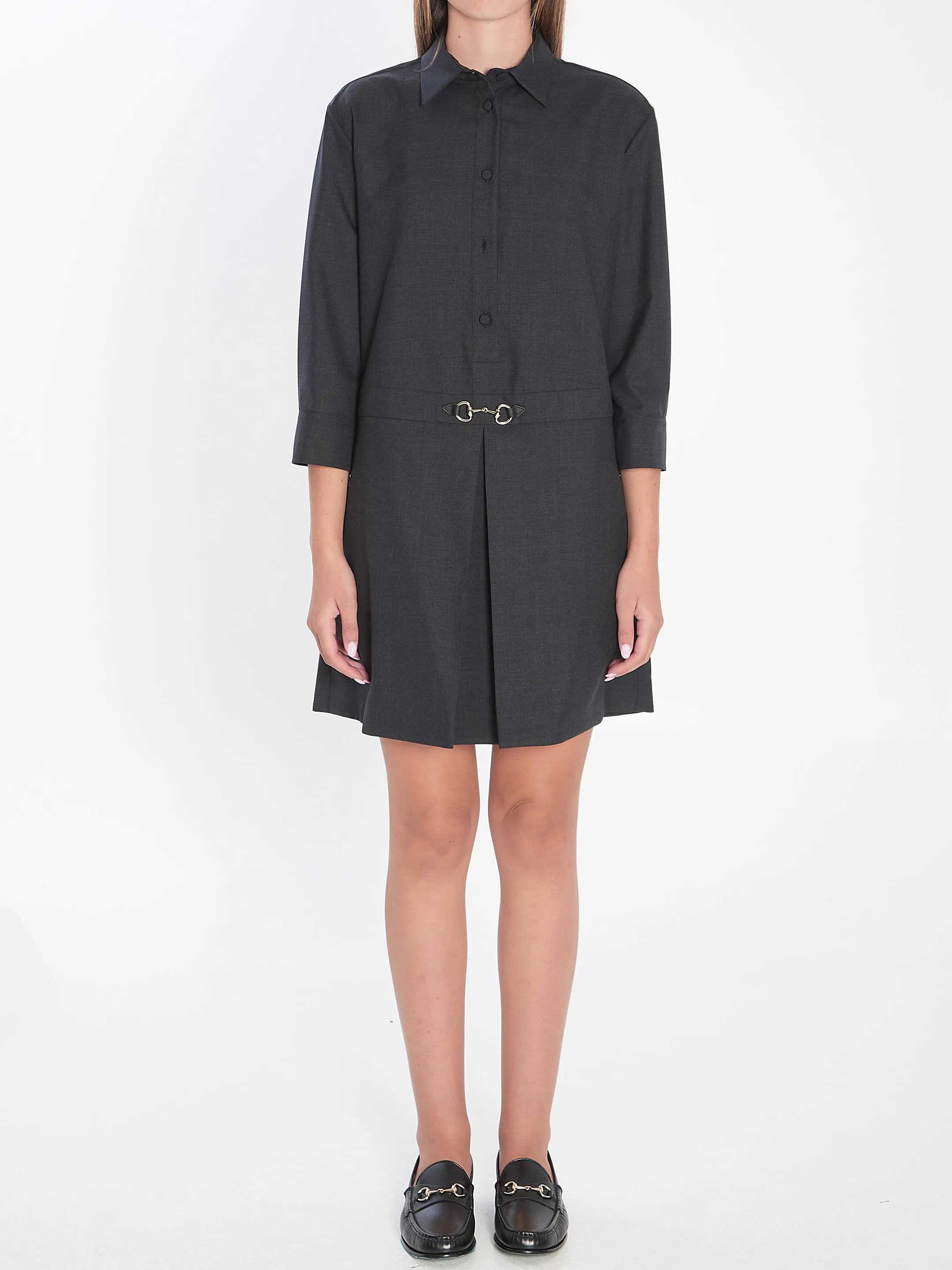 CHARCOAL WOOL POLO DRESS sold by Lord & Taylor
