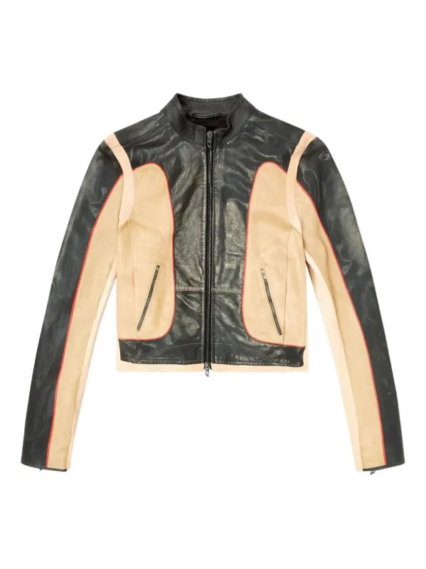LEATHER JACKET WITH PANEL DESIGN LOONIE sold by Lord & Taylor