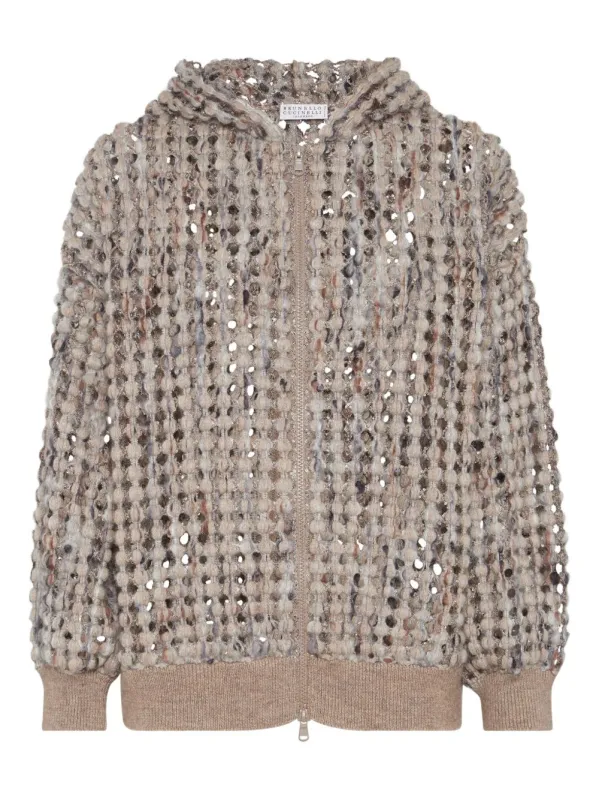 ALL-OVER SEQUIN HOODED SWEATER made by Brunello Cucinelli