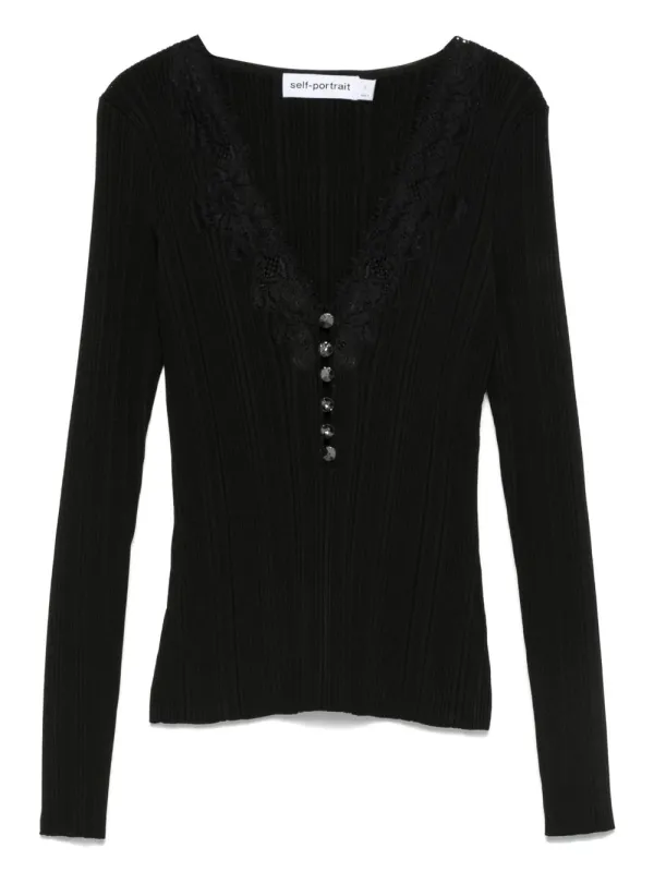 BLACK BUTTON FRONT SWEATER sold by Lord & Taylor