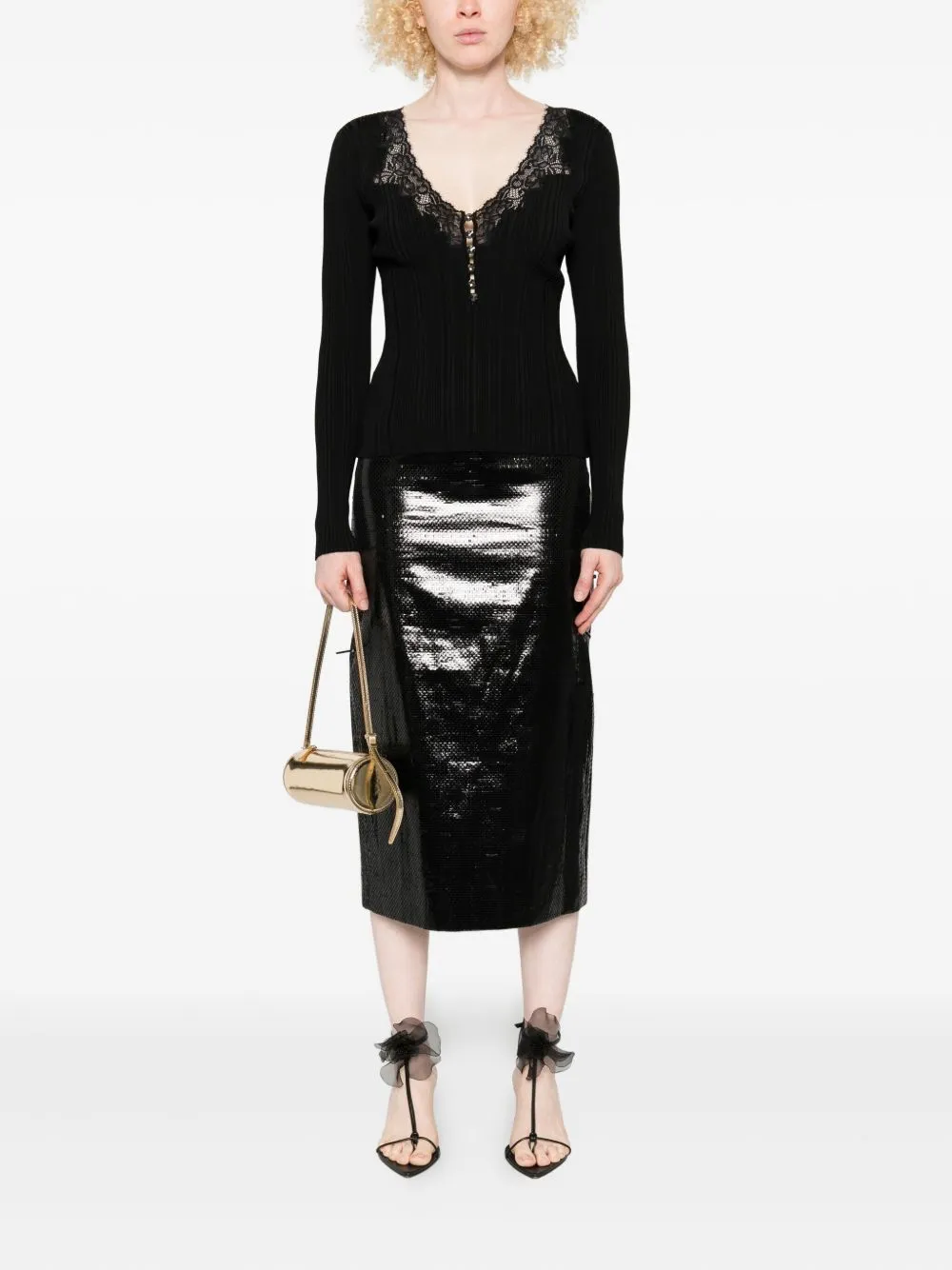 BLACK BUTTON FRONT SWEATER sold by Lord & Taylor product image thumbnail 2