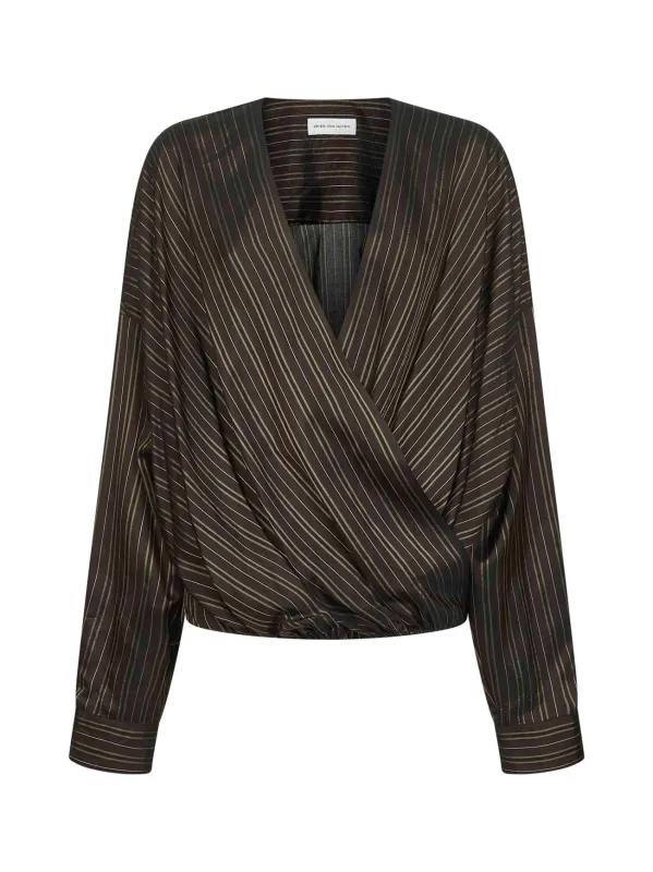 Brown Striped Draped Blouse sold by Lord & Taylor