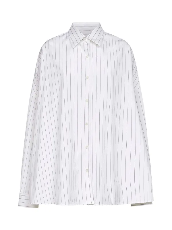 White Striped Cotton Cocoon Shirt sold by Lord & Taylor