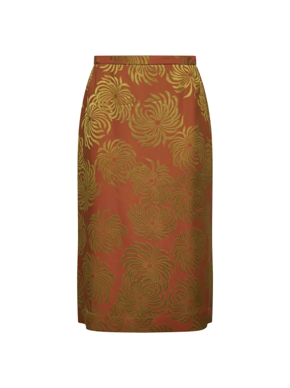 Orange Jacquard Midi Skirt sold by Lord & Taylor