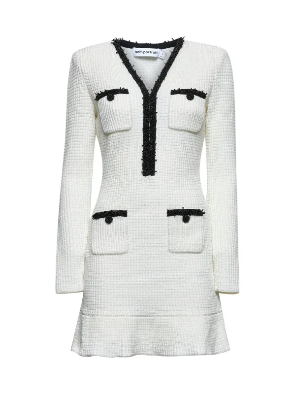 White Textured Knit Mini Dress made by Self-Portrait