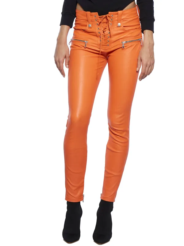 SKINNY LACE UP PANTS sold by Lord & Taylor