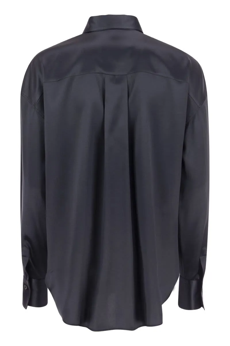 STRETCH SILK SATIN SHIRT WITH SHINY POCKETS sold by Lord & Taylor product image thumbnail 2