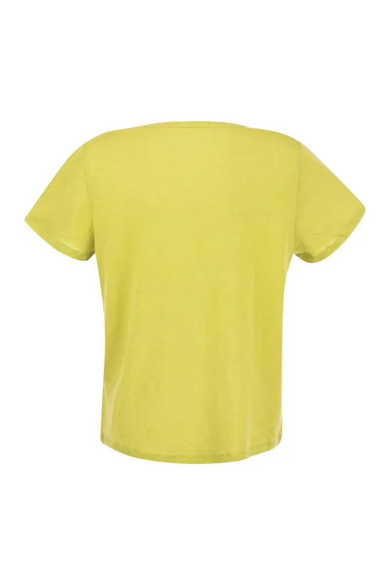 CREW-NECK T-SHIRT IN LINEN AND SHORT SLEEVE sold by Lord & Taylor product image thumbnail 2
