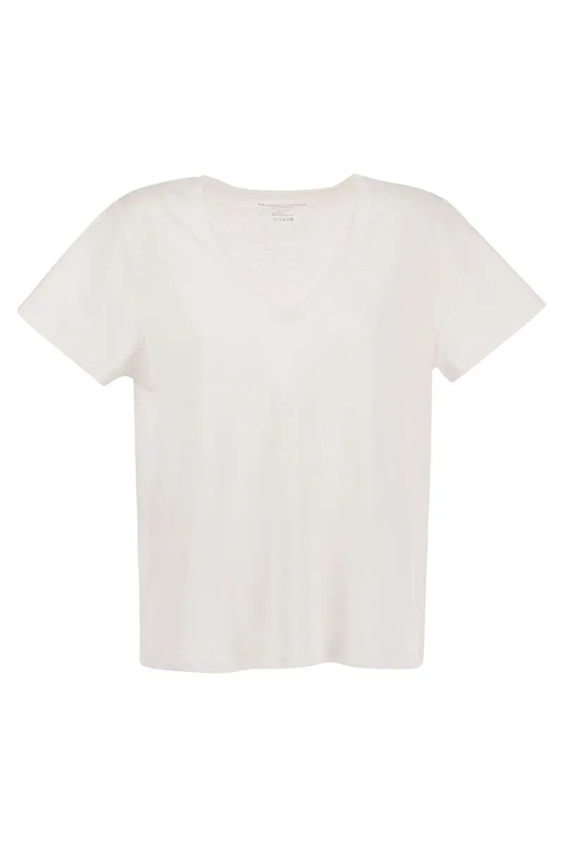 CREW-NECK T-SHIRT IN LINEN AND SHORT SLEEVE sold by Lord & Taylor