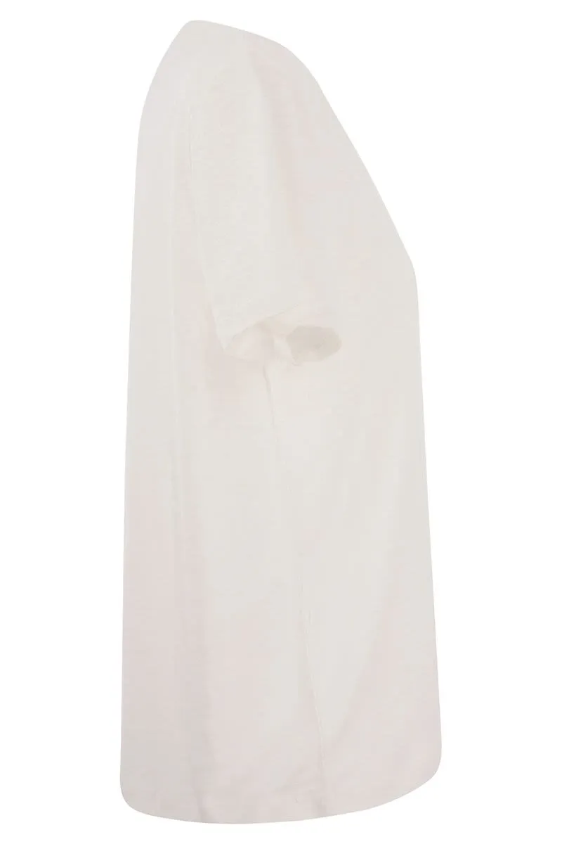 CREW-NECK T-SHIRT IN LINEN AND SHORT SLEEVE sold by Lord & Taylor product image thumbnail 3