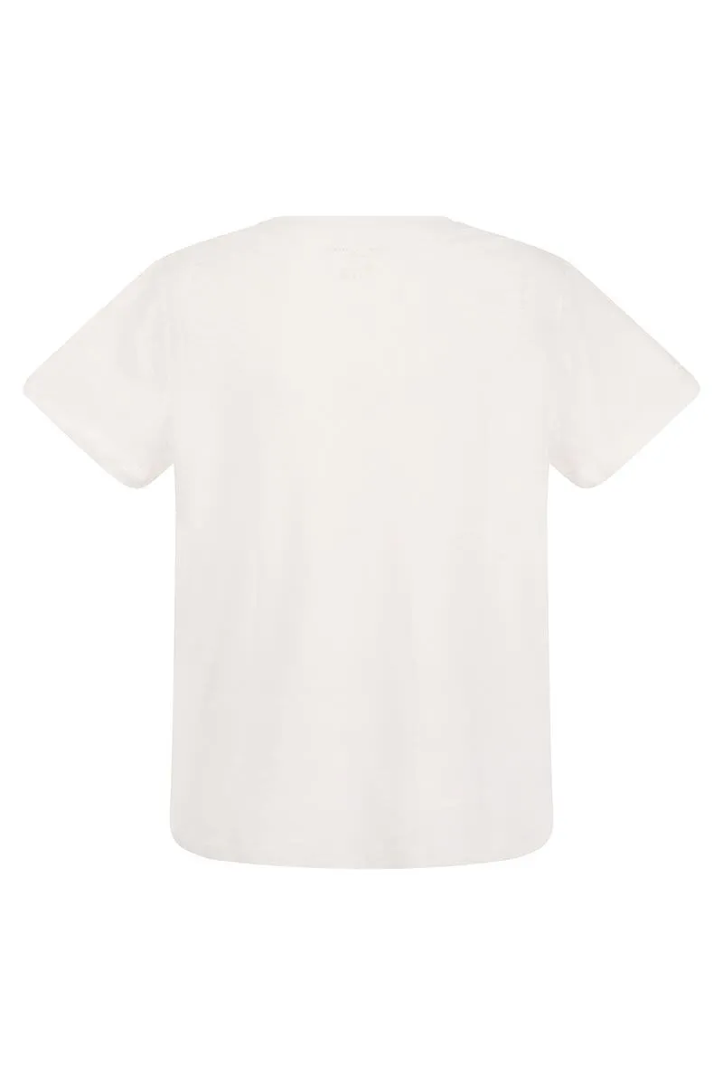 CREW-NECK T-SHIRT IN LINEN AND SHORT SLEEVE sold by Lord & Taylor product image thumbnail 2
