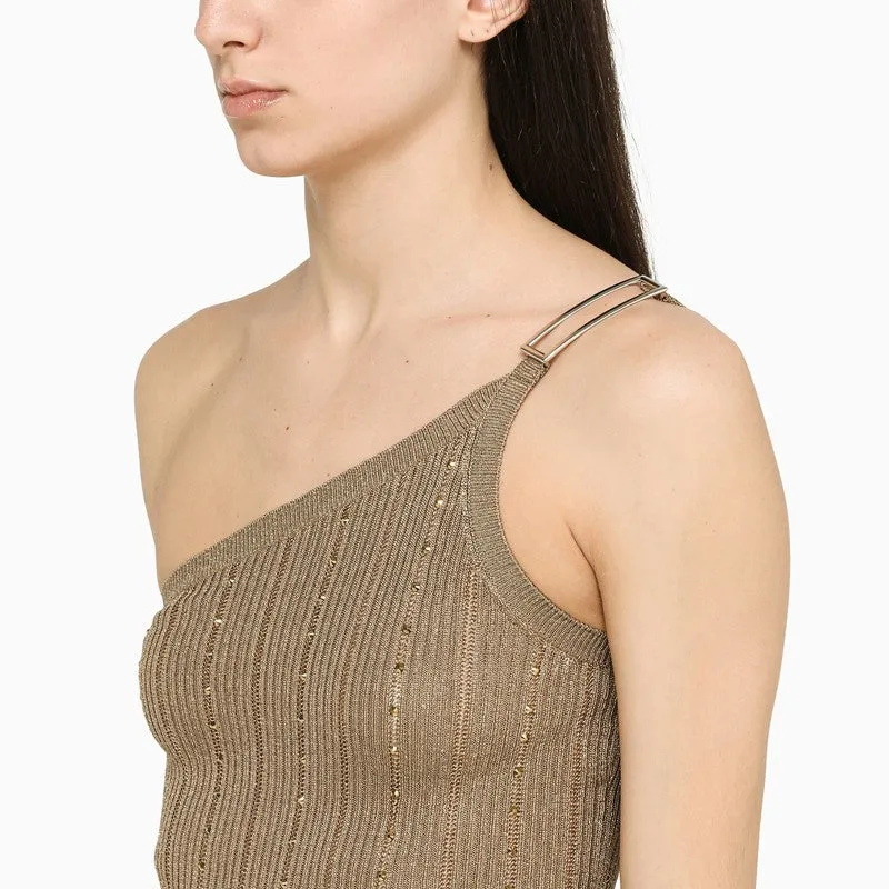 GOLD ONE-SHOULDER DRESS WITH RHINESTONES sold by Lord & Taylor product image thumbnail 4