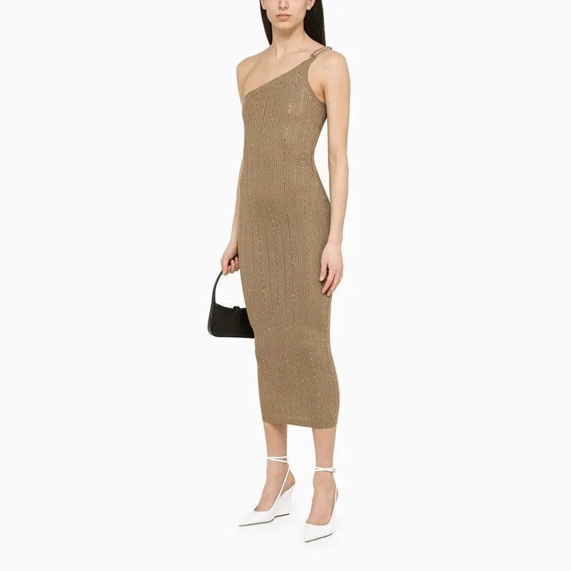 GOLD ONE-SHOULDER DRESS WITH RHINESTONES sold by Lord & Taylor product image thumbnail 2