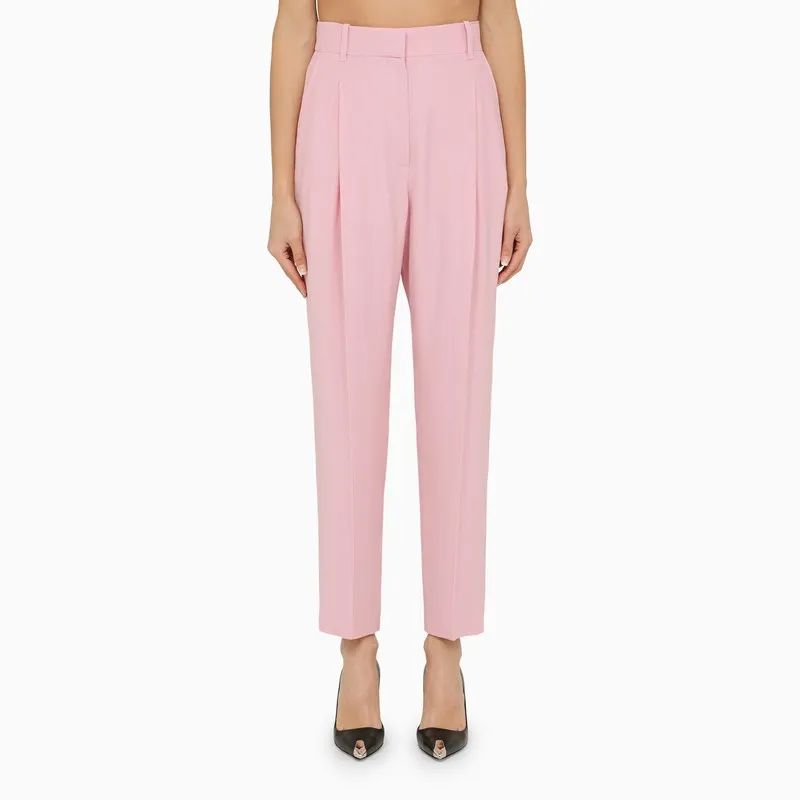 PINK REGULAR TROUSERS WITH PLEATS made by Alexander McQueen