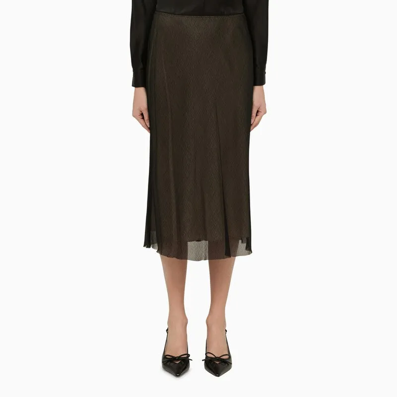 BLACK AND BEIGE VISCOSE MIDI SKIRT made by Vince