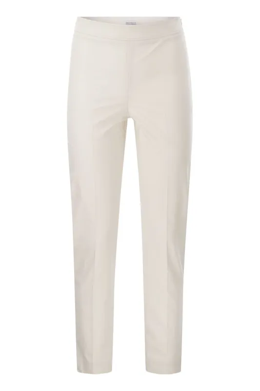 COTTON TWILL CAPRI TROUSERS WITH NECKLACE made by Brunello Cucinelli