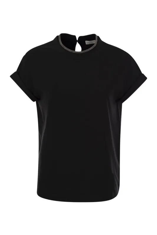 STRETCH COTTON JERSEY T-SHIRT WITH PRECIOUS FAUX-LAYERING sold by Lord & Taylor