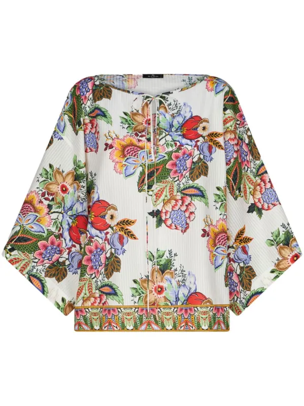 TOP MANGA JAPONESA BLANCO ESTAMP FLORES sold by Lord & Taylor
