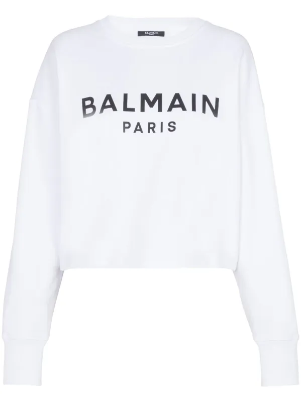LOGO ORGANIC COTTON CROPPED SWEATSHIRT made by Balmain