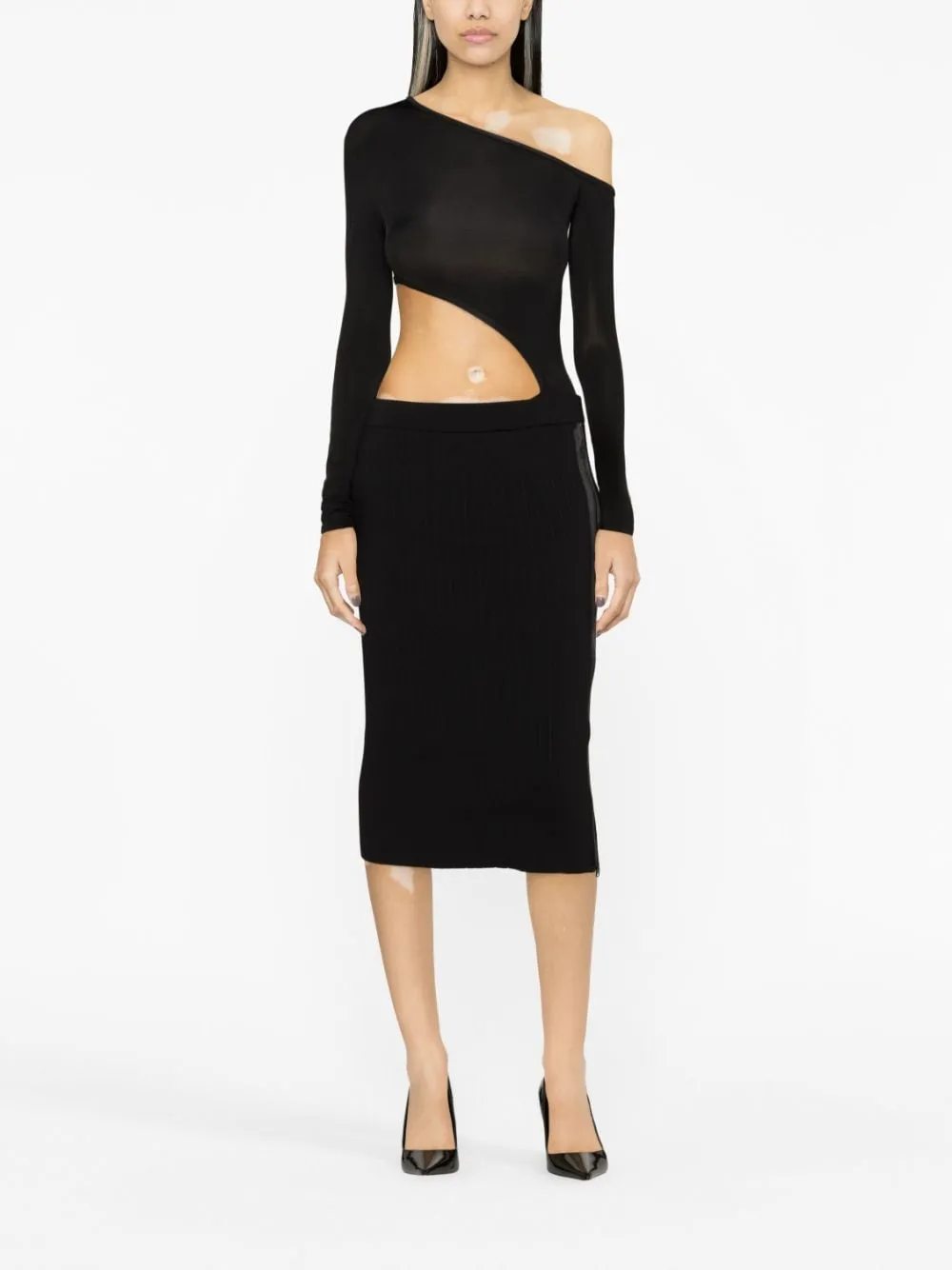 ZIPPED RIBBED SILK SKIRT sold by Lord & Taylor product image thumbnail 3