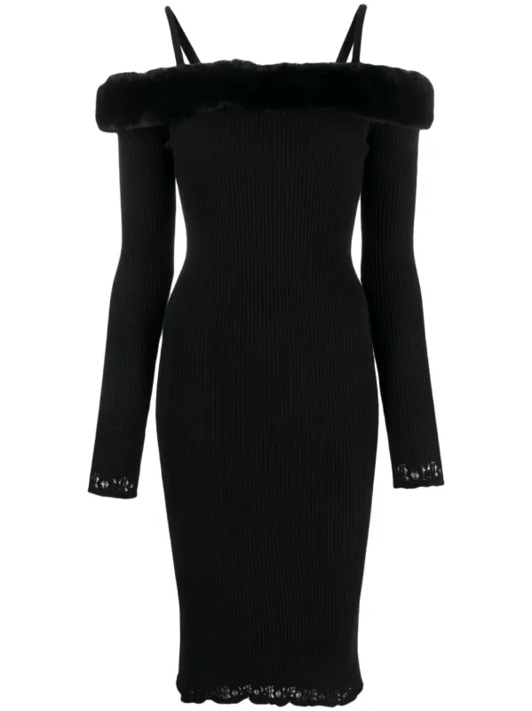 FAUX FUR NECK MIDI DRESS sold by Lord & Taylor