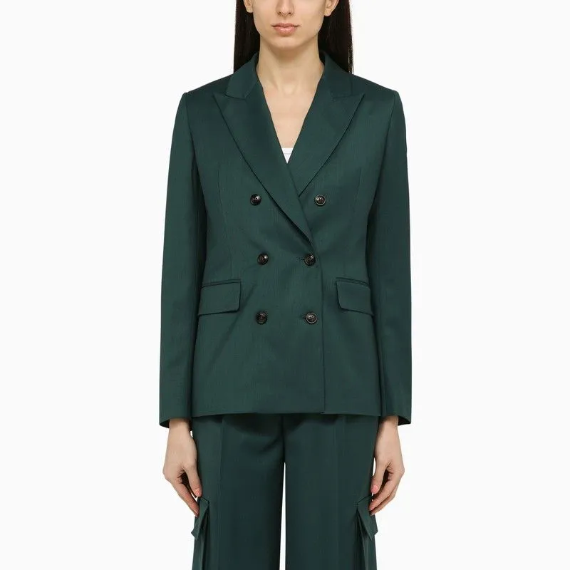 FOREST GREEN DOUBLE-BREASTED JACKET IN WOOL sold by Lord & Taylor