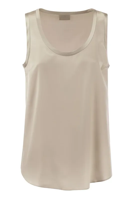 REVERSIBLE STRETCH SILK SATIN TOP sold by Lord & Taylor