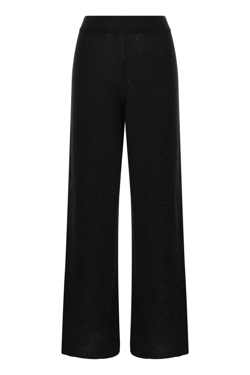 COTTON AND LINEN TROUSERS WITH MICRO SEQUINS sold by Lord & Taylor